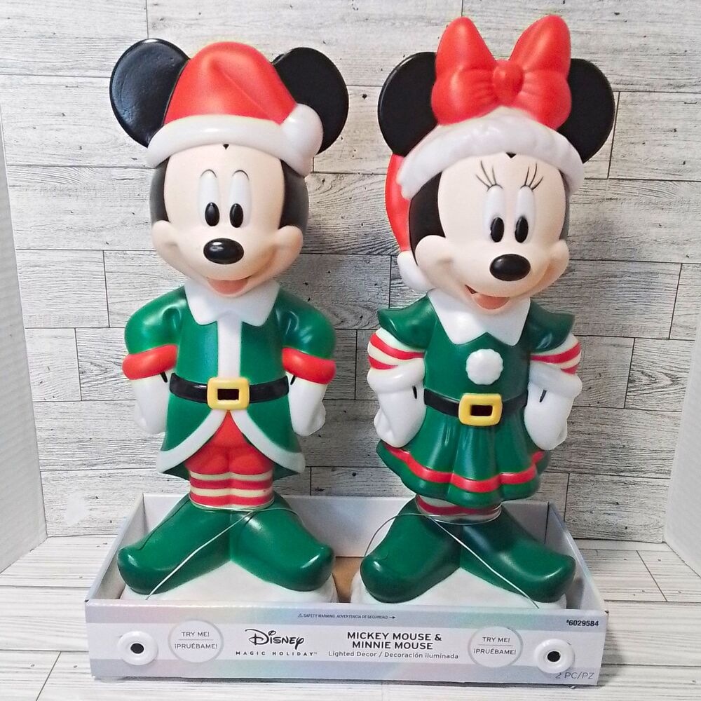 Disney Magic Holiday Mickey & Minnie Mouse Lighted Freestanding Decor Christmas